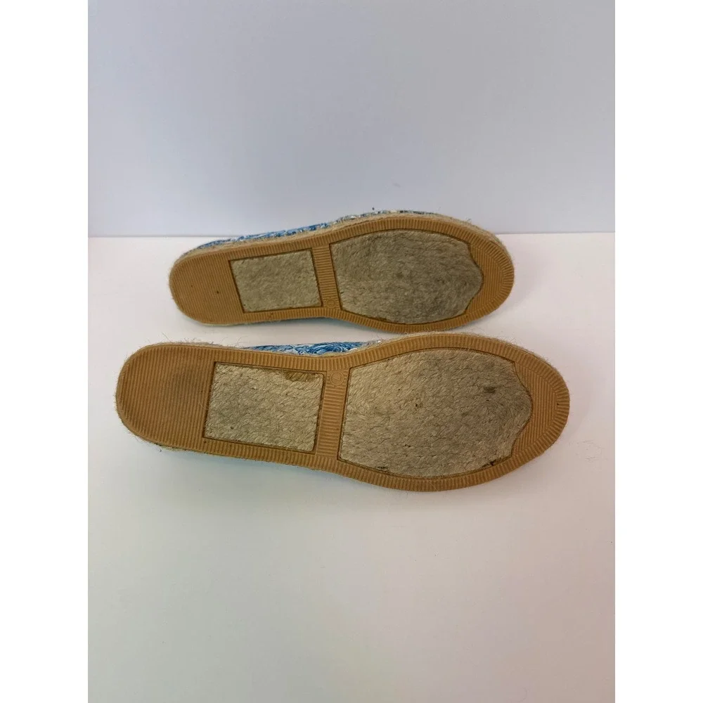 Brighton Belina Blue White Tile Print Espadrille Slip On Flats Shoes Womens 7